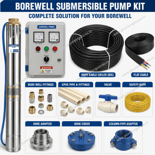1 HP BoreWell Submersible Pump Kit, CRI, Crompton, Kirlsokar, Texmo, Ekki, Suguna,