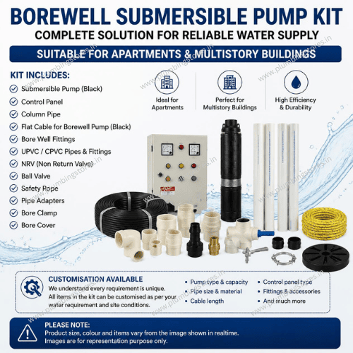 1.5 HP BoreWell Submersible Pump Kit, CRI, Crompton, Kirlsokar, Texmo, Ekki, Suguna,